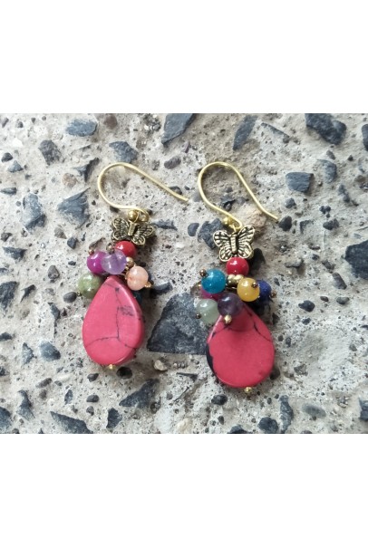 Alphabey's Resin Stone & Gemstone Beads Golden Plated Earrings For Women Alphabey's Resin Stone & Gemstone Beads Golden Plated Earrings For Women